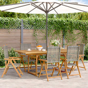 Tuinset 7-delig poly rattan massief acaciahout grijs