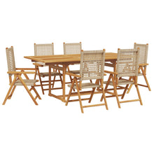 7-Delige Tuinset Poly Rattan En Massief Hout Beige
