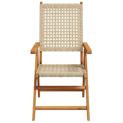 7-Delige Tuinset Poly Rattan En Massief Hout Beige