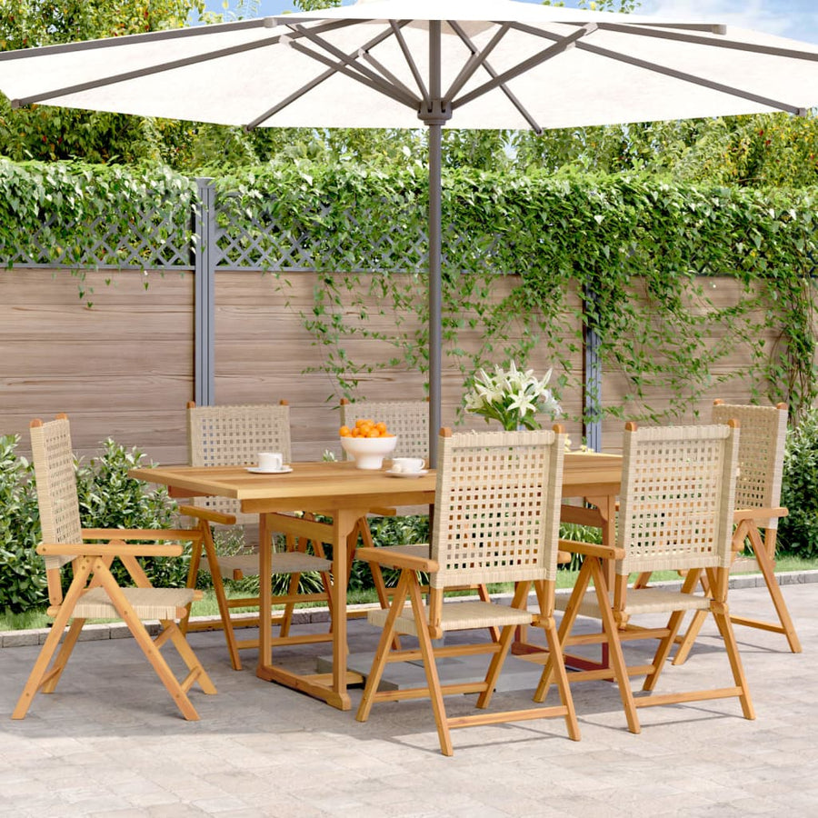 7-Delige Tuinset Poly Rattan En Massief Hout Beige