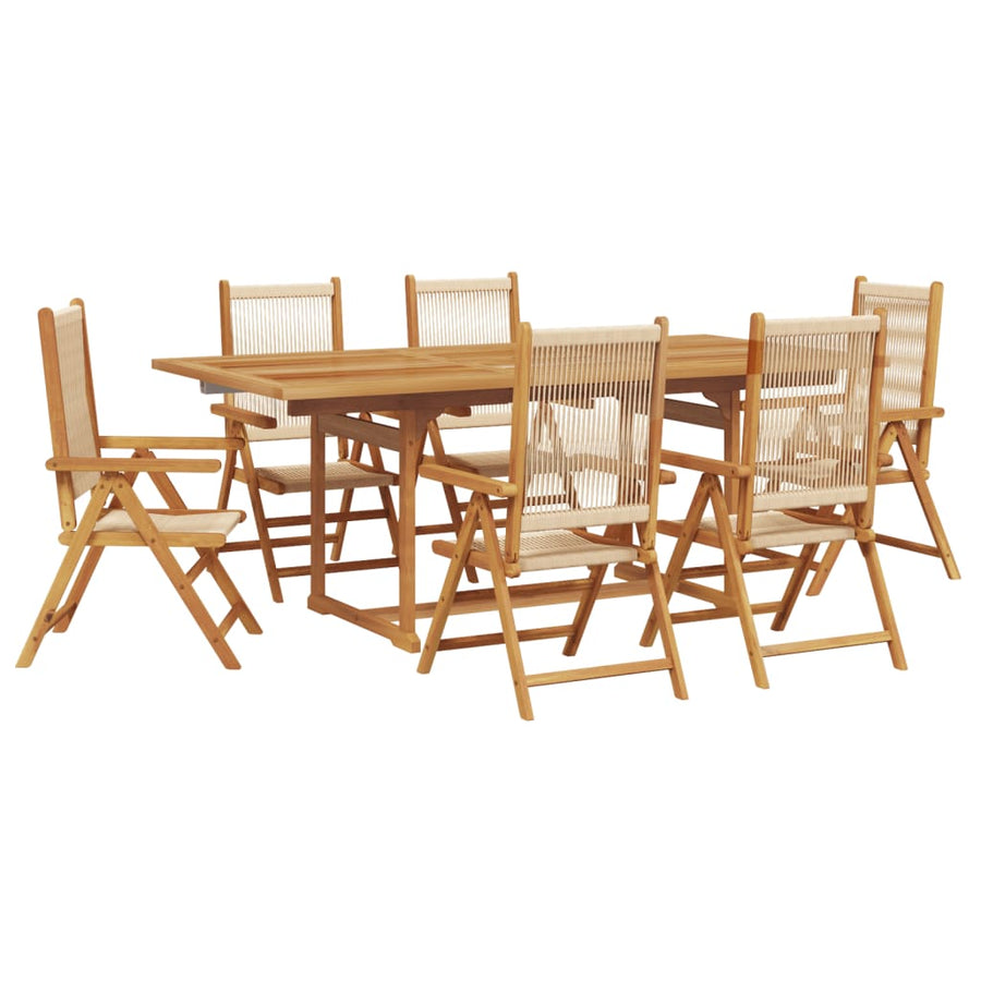 7-delige Tuinset polypropeen en massief hout beige