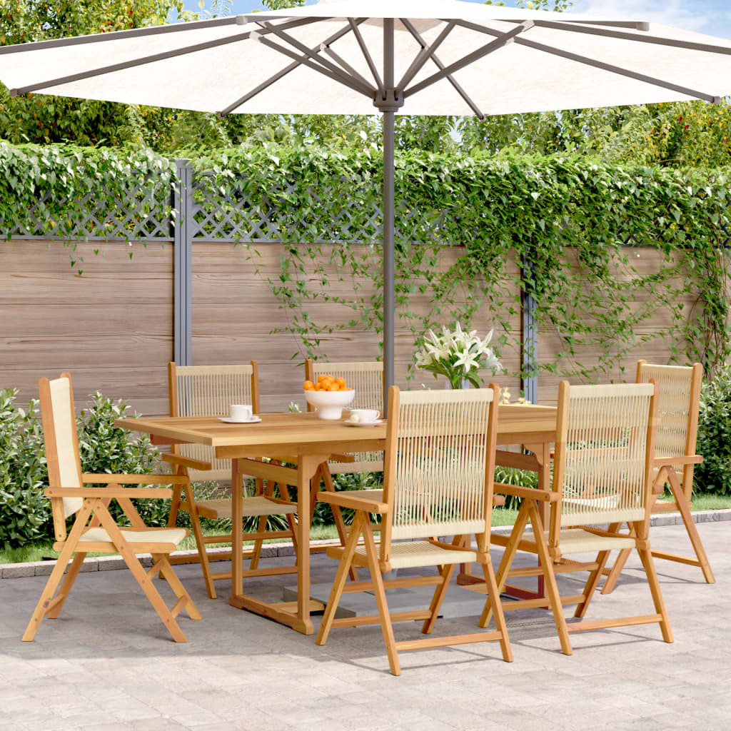 7-delige Tuinset polypropeen en massief hout beige