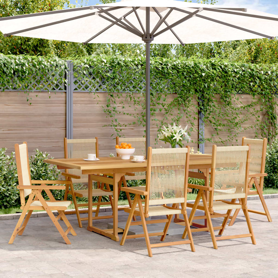 7-delige Tuinset polypropeen en massief hout beige
