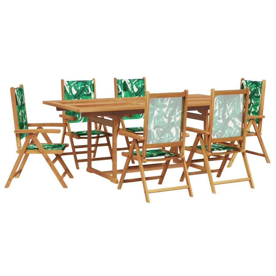 7-Delige Tuinset Stof En Massief Hout Bladpatroon