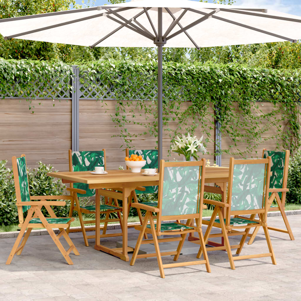 7-Delige Tuinset Stof En Massief Hout Bladpatroon