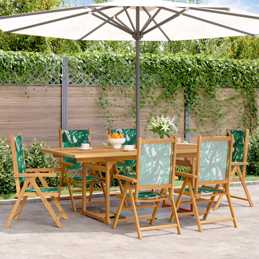 7-Delige Tuinset Stof En Massief Hout Bladpatroon