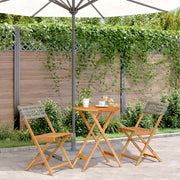 Bistroset 3-delig poly rattan massief hout grijs
