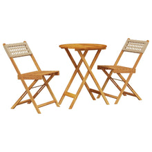 3-delige Bistroset poly rattan en massief hout beige
