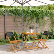Bistroset 3-delig poly rattan massief hout zwart