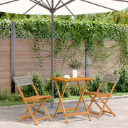 Bistroset 3-delig poly rattan massief hout grijs inklapbaar