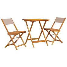 3-delige Bistroset stof en massief hout taupe