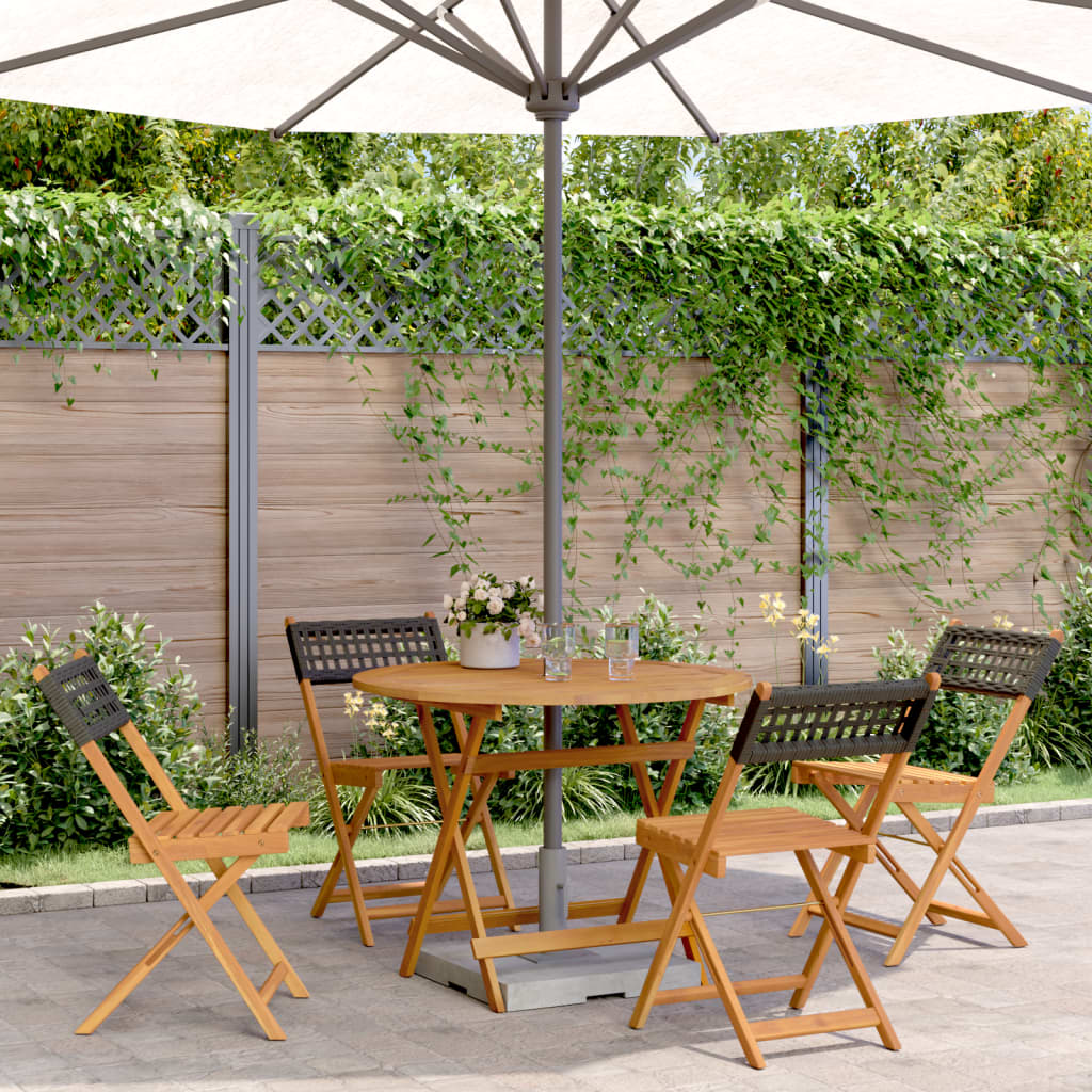 5-Delige Tuinset Poly Rattan En Massief Hout 90 x 75 cm