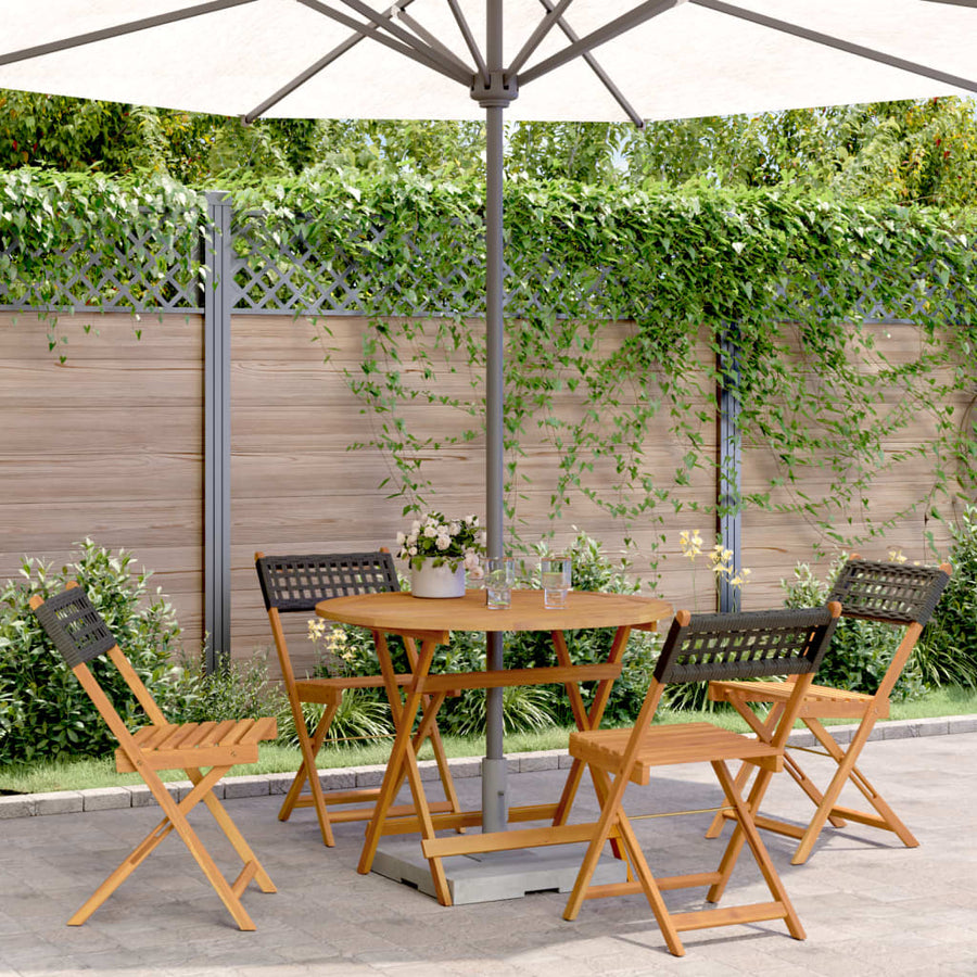 5-Delige Tuinset Poly Rattan En Massief Hout 90 x 75 cm