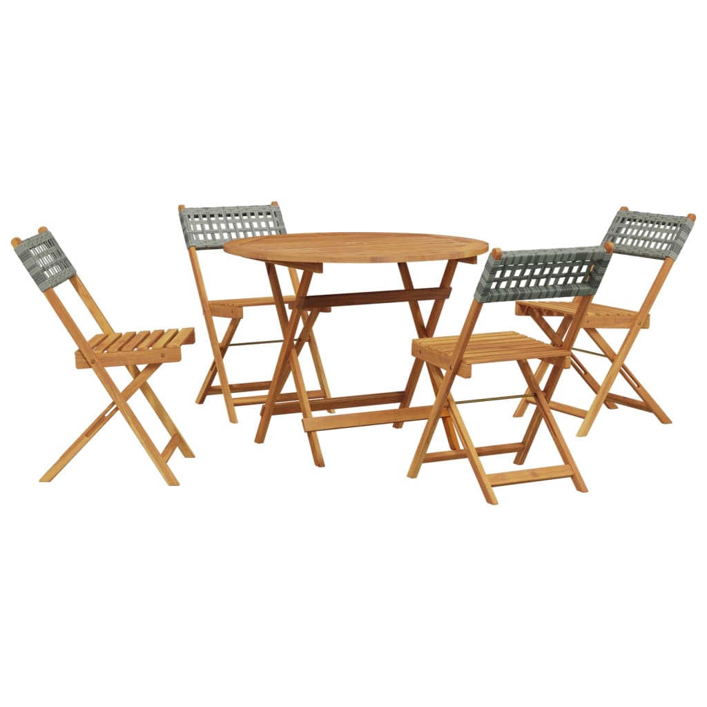 5-Delige Tuinset Poly Rattan En Massief Hout 90 x 75 cm