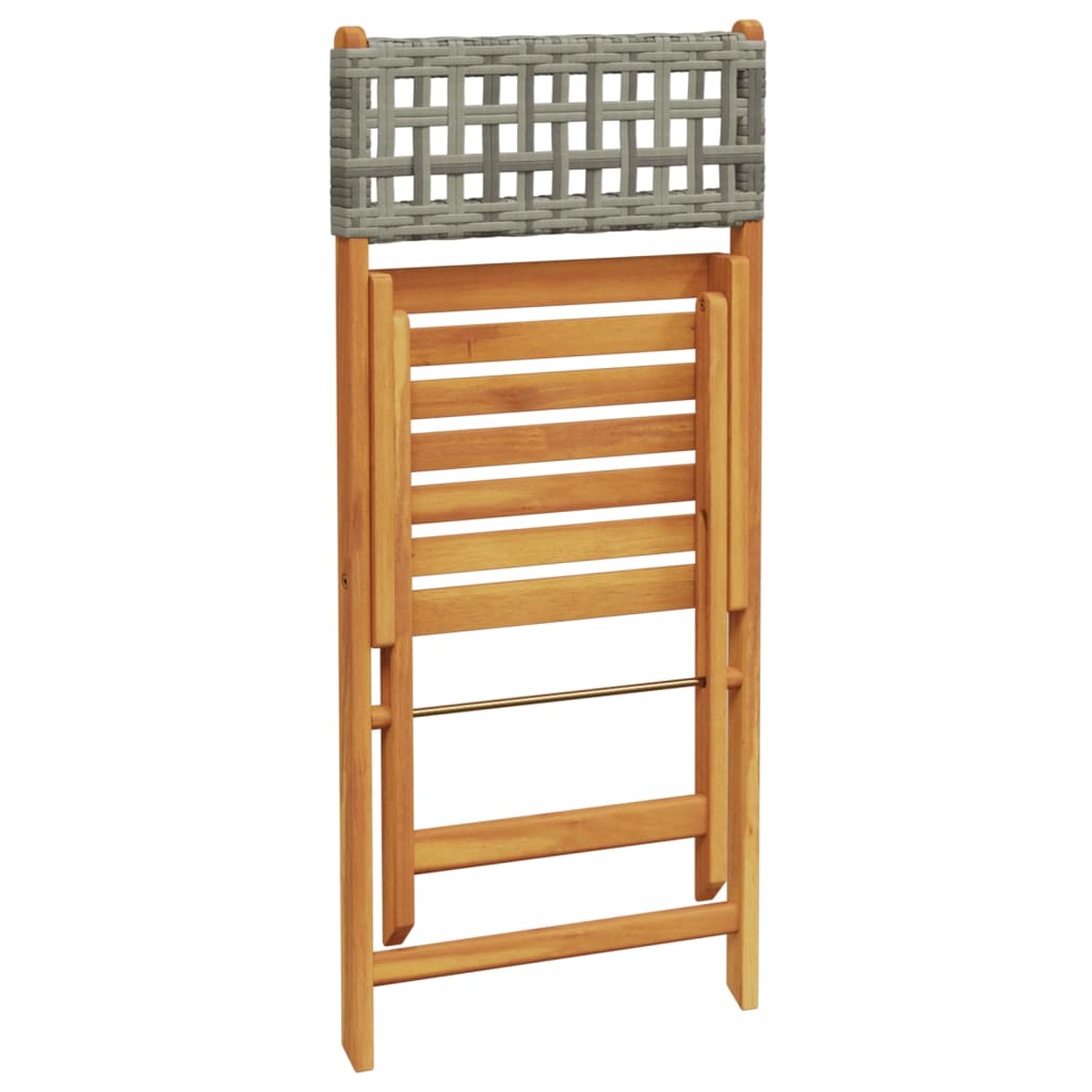 5-Delige Tuinset Poly Rattan En Massief Hout 90 x 75 cm