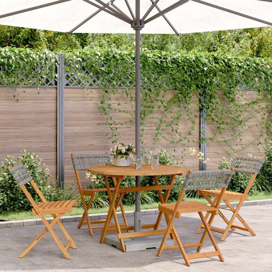 5-Delige Tuinset Poly Rattan En Massief Hout 90 x 75 cm