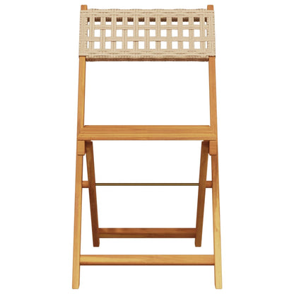 5-Delige Tuinset Poly Rattan En Massief Hout 90 x 75 cm