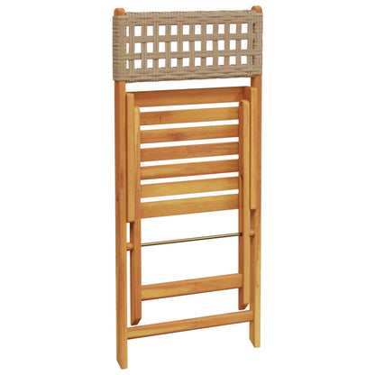5-Delige Tuinset Poly Rattan En Massief Hout 90 x 75 cm