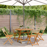 Tuinset 5-delig poly rattan massief hout 90x75 cm beige