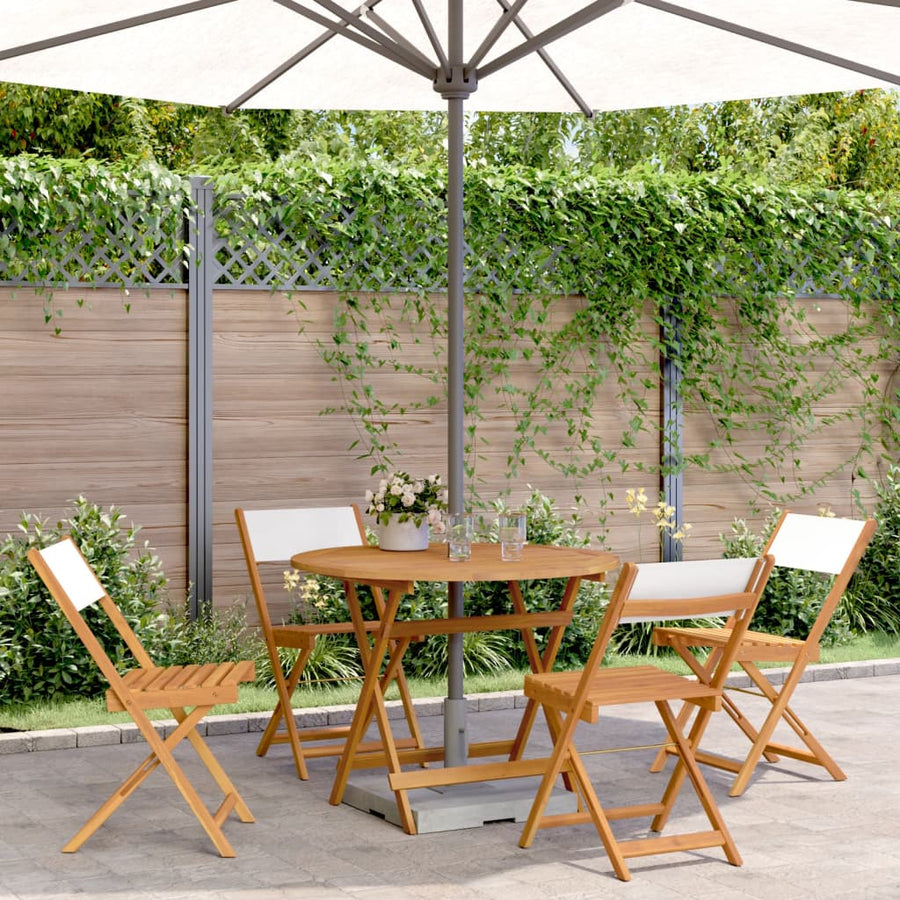 5-Delige Tuinset Massief Hout En Stof Wit 90 x 75 cm