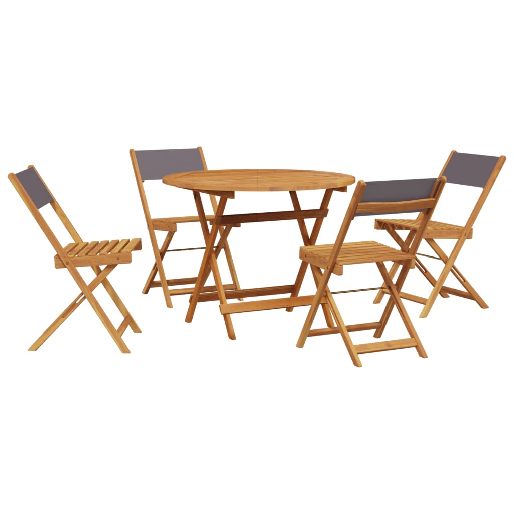5-Delige Tuinset Massief Hout En Stof Kleurig 90 x 75 cm