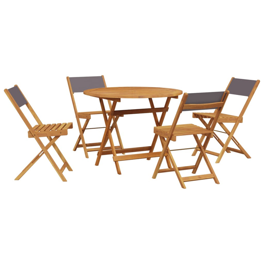 5-Delige Tuinset Massief Hout En Stof Kleurig 90 x 75 cm