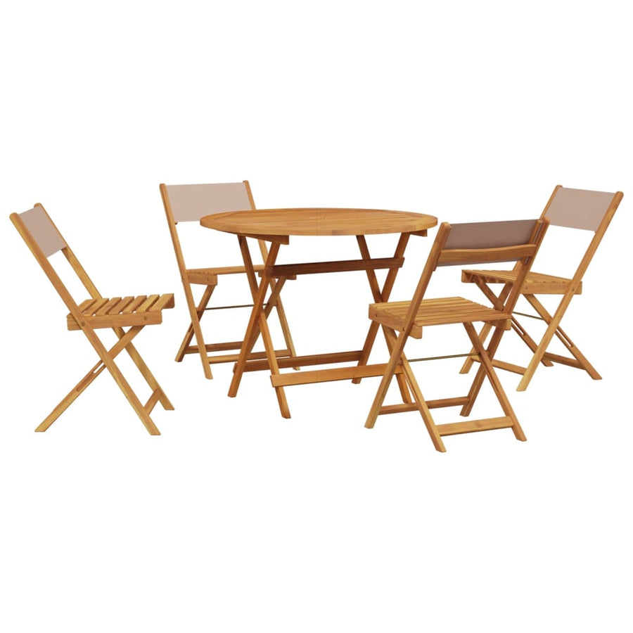 5-Delige Tuinset Massief Hout En Stof 90 x 75 cm