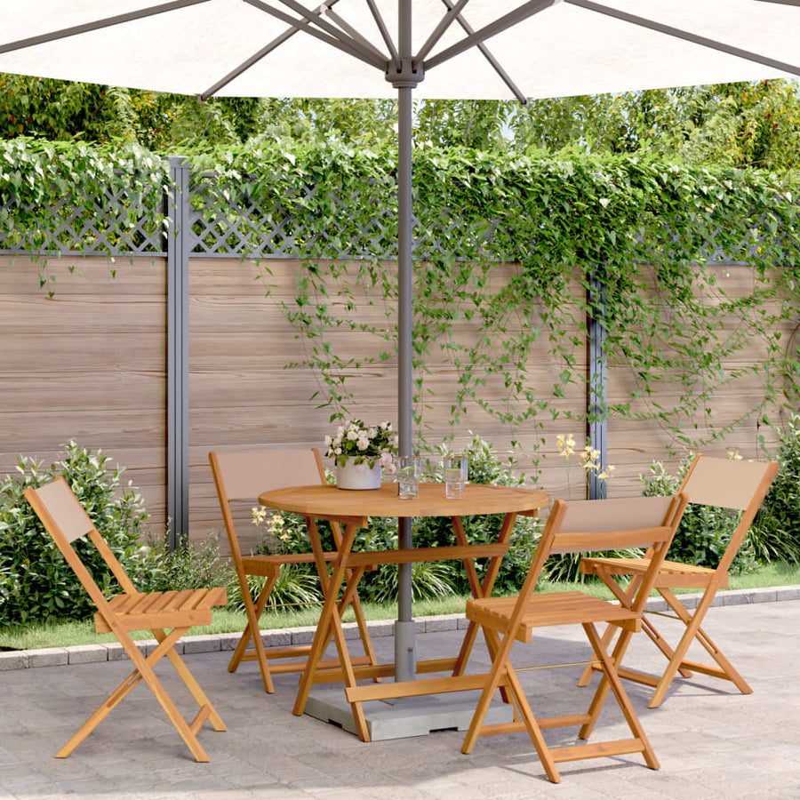 5-Delige Tuinset Massief Hout En Stof 90 x 75 cm