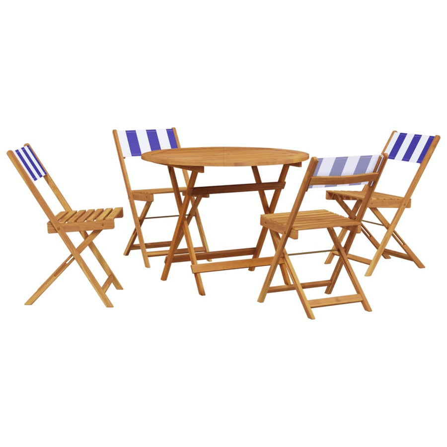 5-Delige Tuinset Massief Hout En Stof 90 x 75 cm