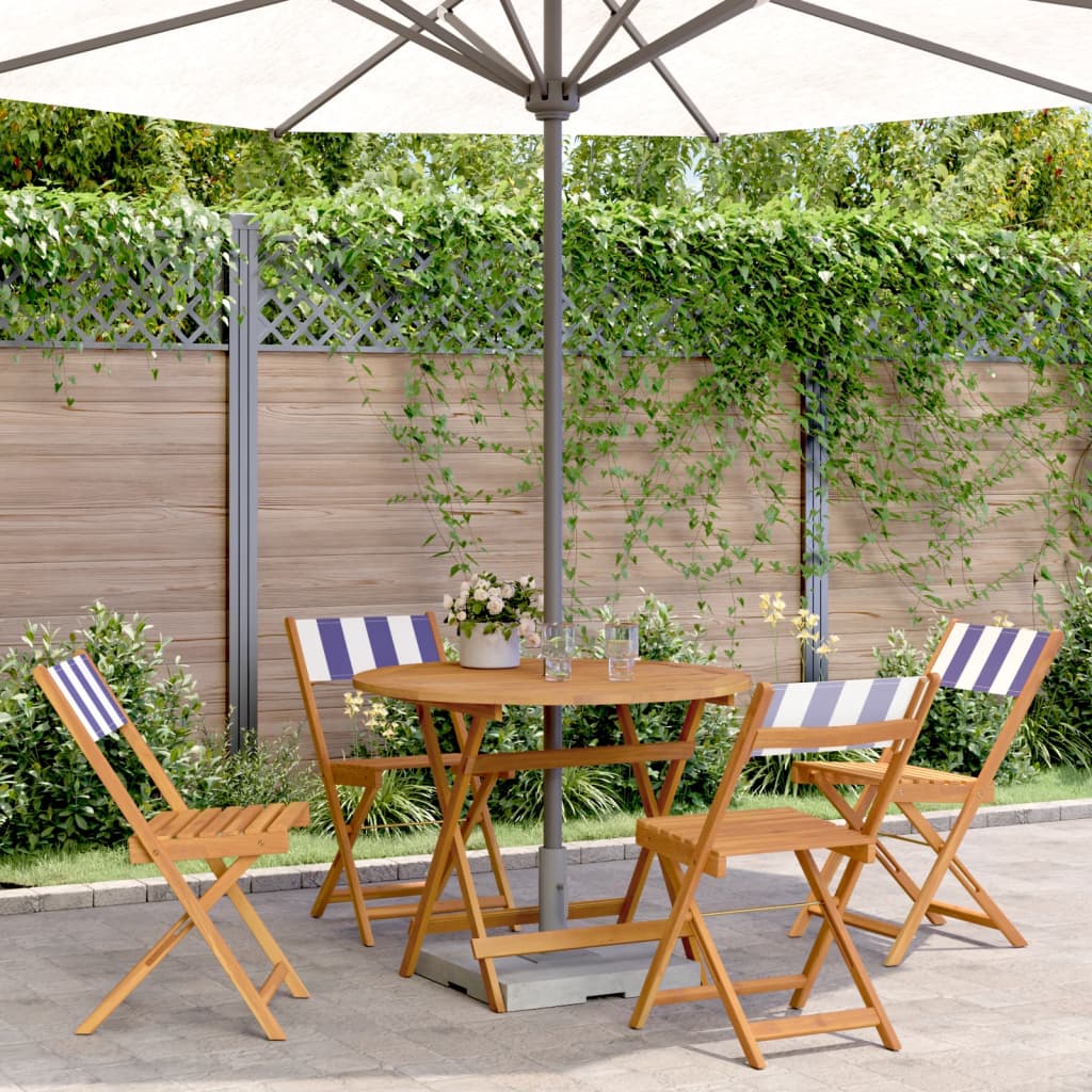 5-Delige Tuinset Massief Hout En Stof 90 x 75 cm