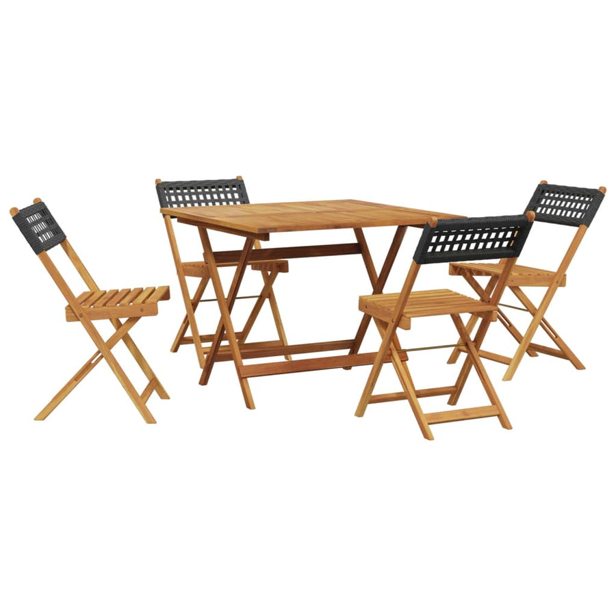 5-Delige Tuinset Poly Rattan En Massief Hout 90 x 90 x 75 cm