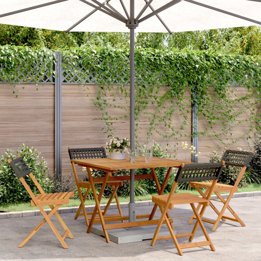 5-Delige Tuinset Poly Rattan En Massief Hout 90 x 90 x 75 cm