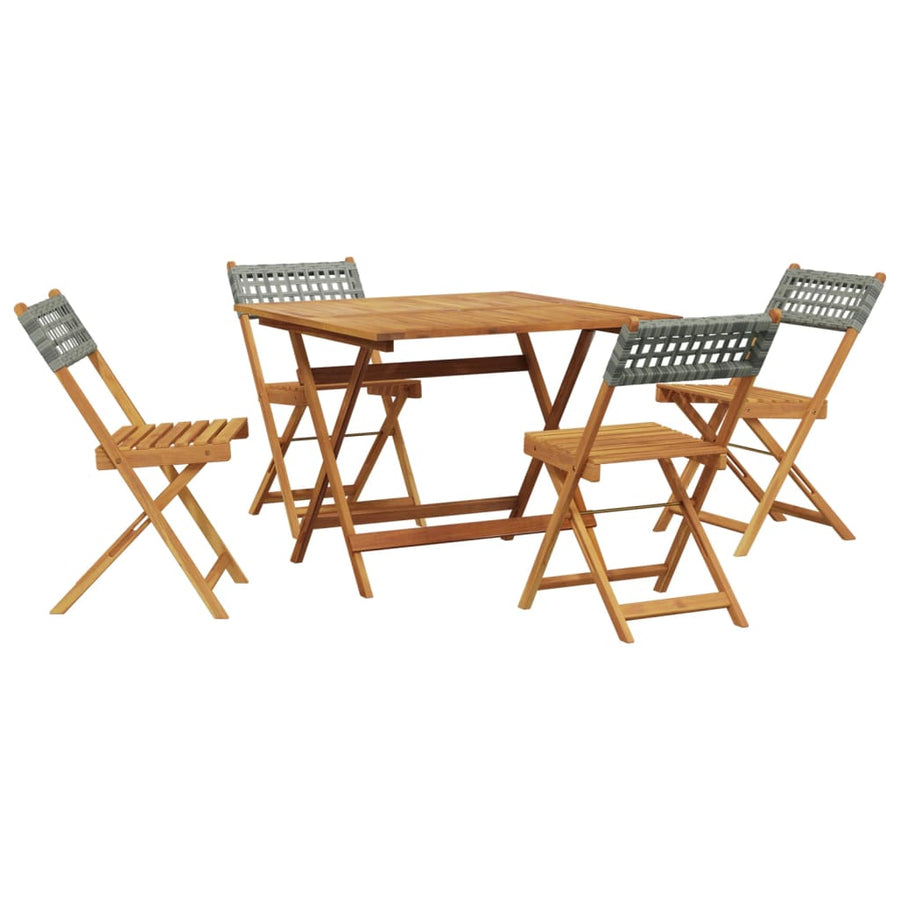 5-Delige Tuinset Poly Rattan En Massief Hout 90 x 90 x 75 cm