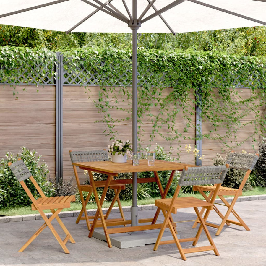 5-Delige Tuinset Poly Rattan En Massief Hout 90 x 90 x 75 cm