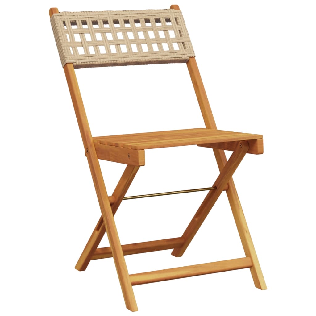 5-Delige Tuinset Poly Rattan En Massief Hout 90 x 90 x 75 cm