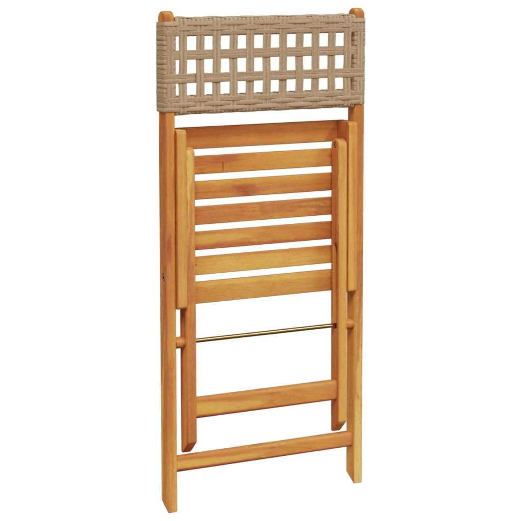 5-Delige Tuinset Poly Rattan En Massief Hout 90 x 90 x 75 cm