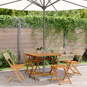 Tuinset 5-delig poly rattan massief hout 90x90x75 cm