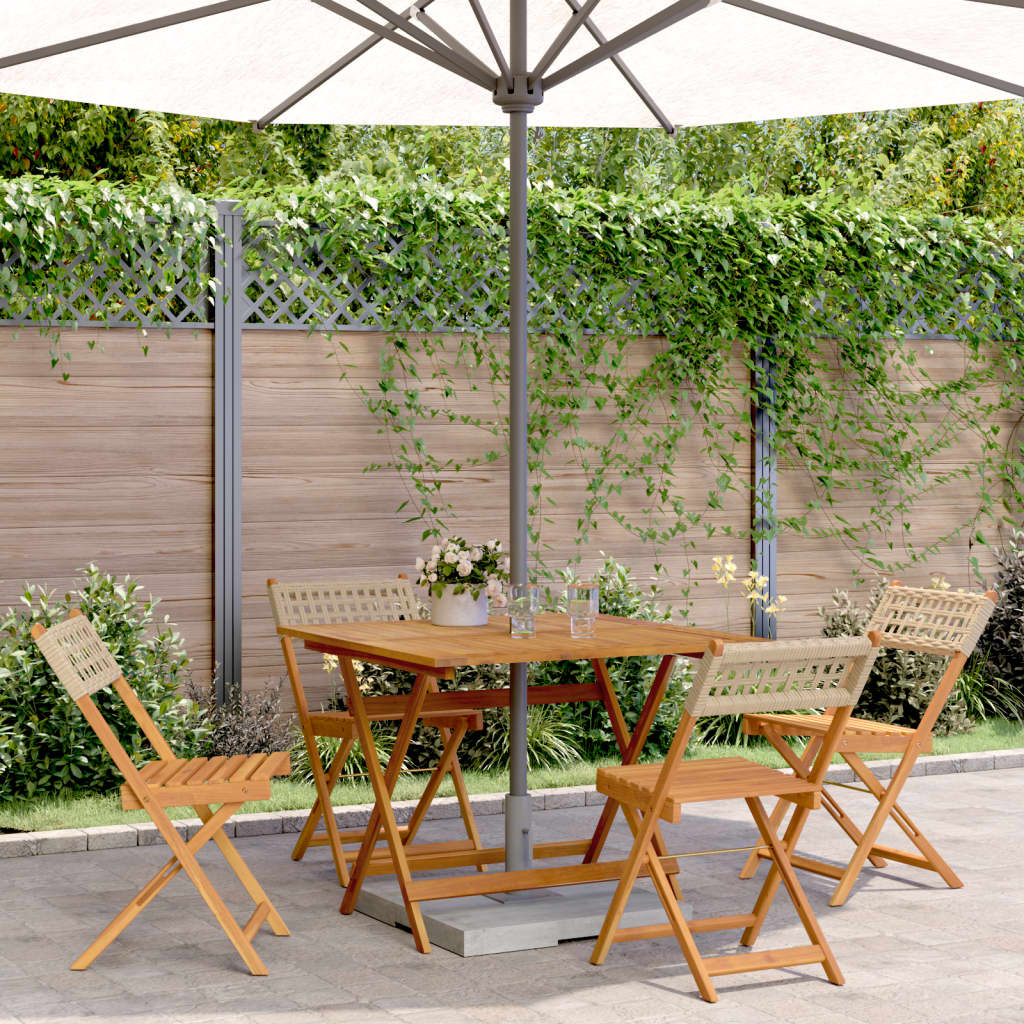 5-Delige Tuinset Poly Rattan En Massief Hout 90 x 90 x 75 cm