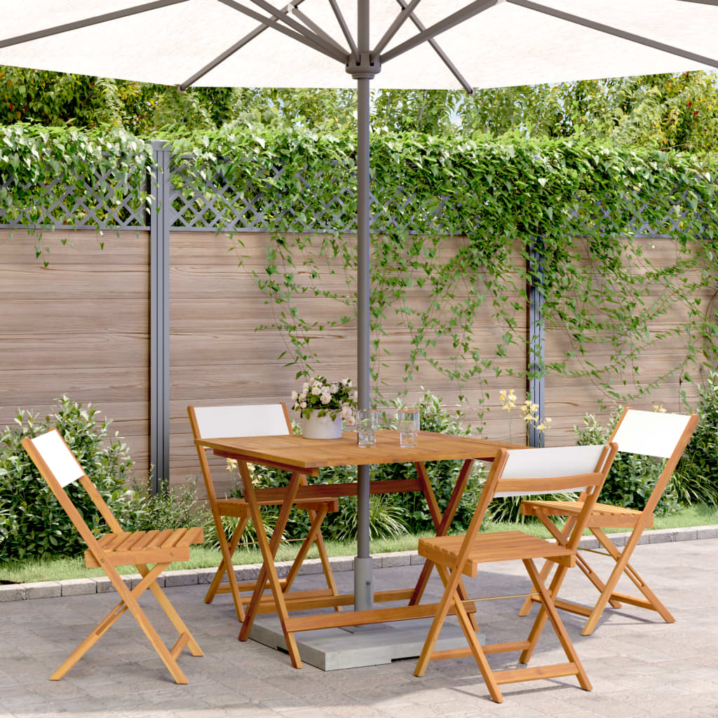 5-Delige Tuinset Massief Hout En Stof Wit 90 x 90 x 75 cm