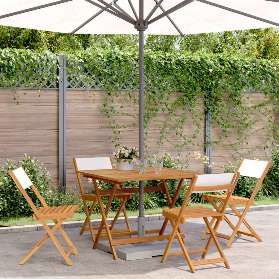 5-Delige Tuinset Massief Hout En Stof Wit 90 x 90 x 75 cm