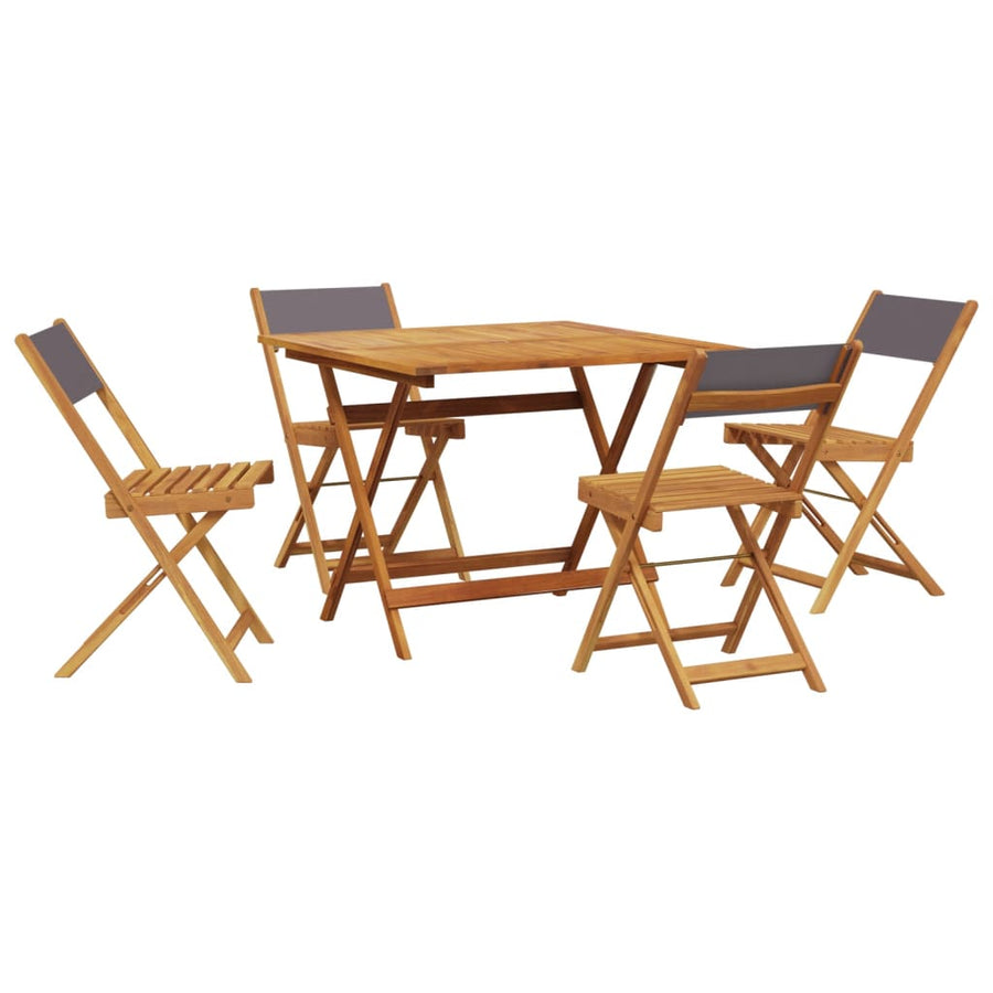 5-Delige Tuinset Massief Hout En Stof Kleurig 90 x 90 x 75 cm