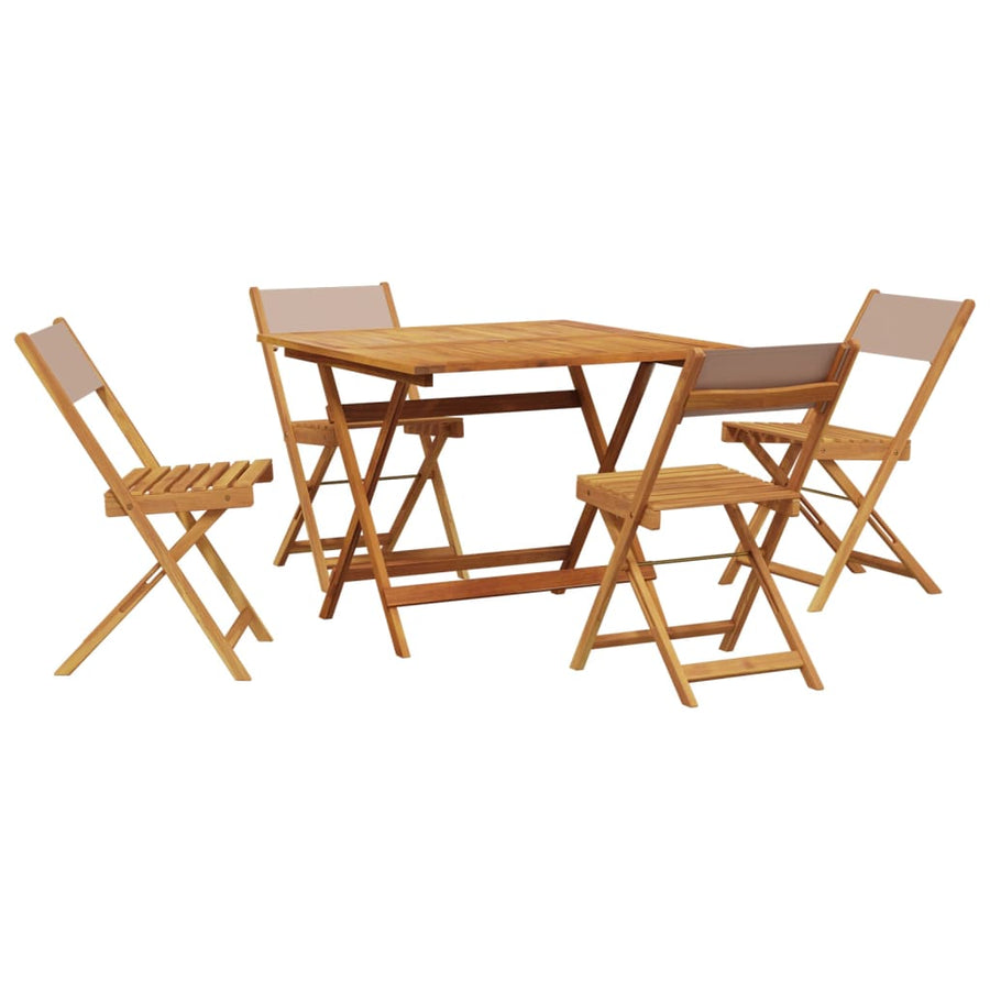 5-Delige Tuinset Massief Hout En Stof 90 x 90 x 75 cm