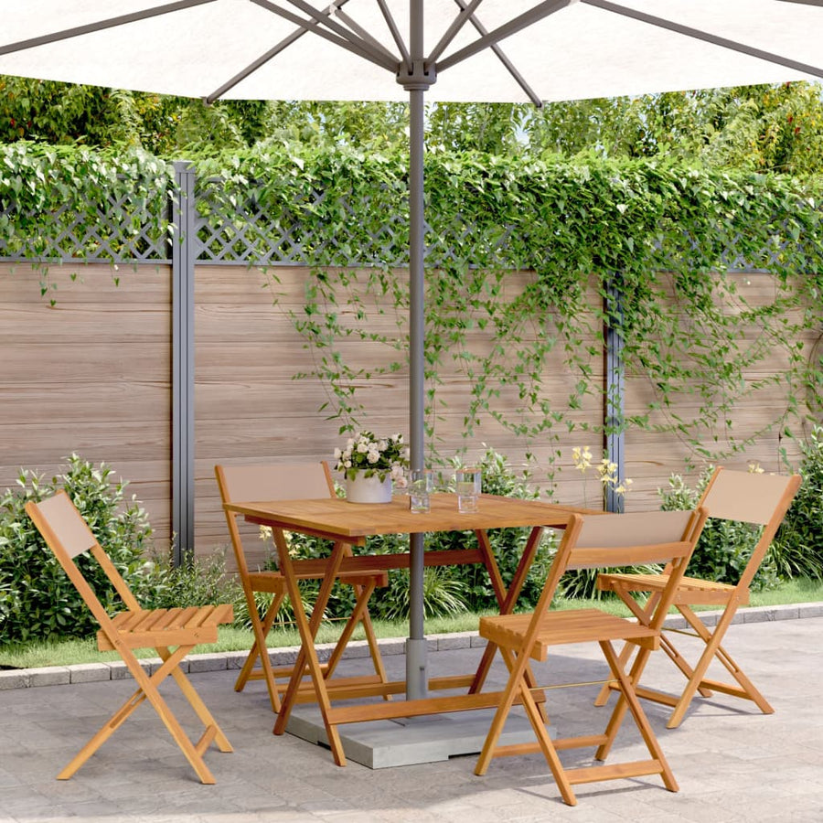 5-Delige Tuinset Massief Hout En Stof 90 x 90 x 75 cm
