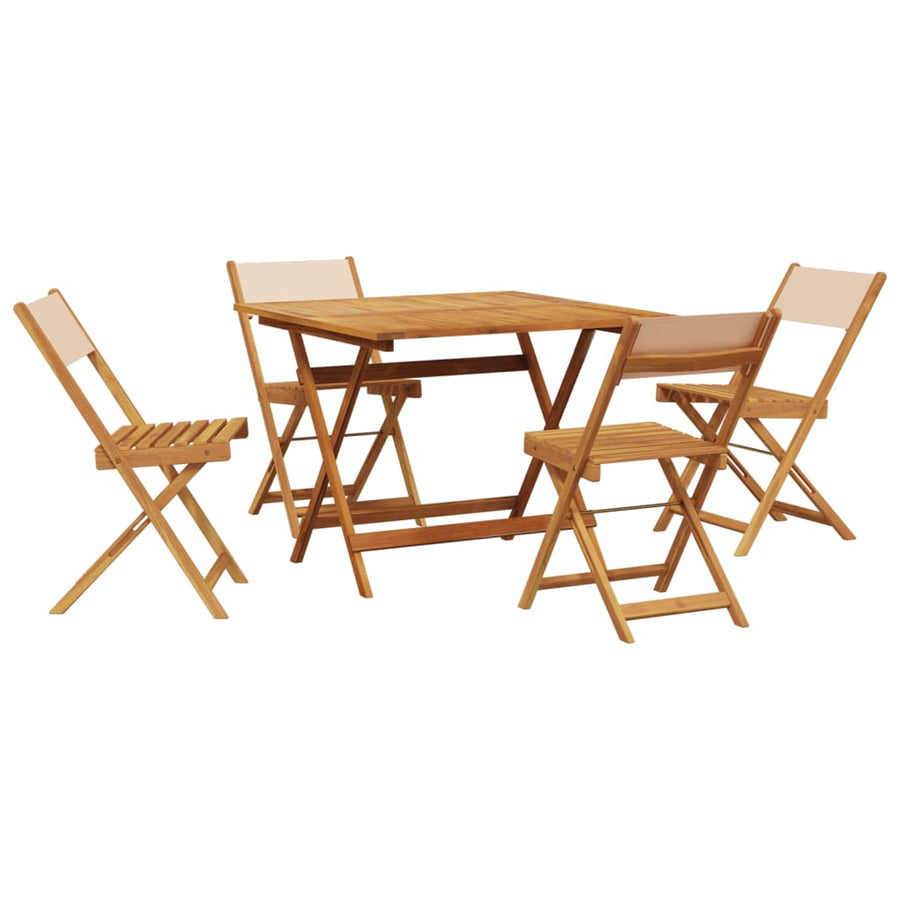 5-Delige Tuinset Massief Hout En Stof 90 x 90 x 75 cm