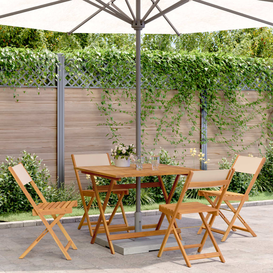 5-Delige Tuinset Massief Hout En Stof 90 x 90 x 75 cm