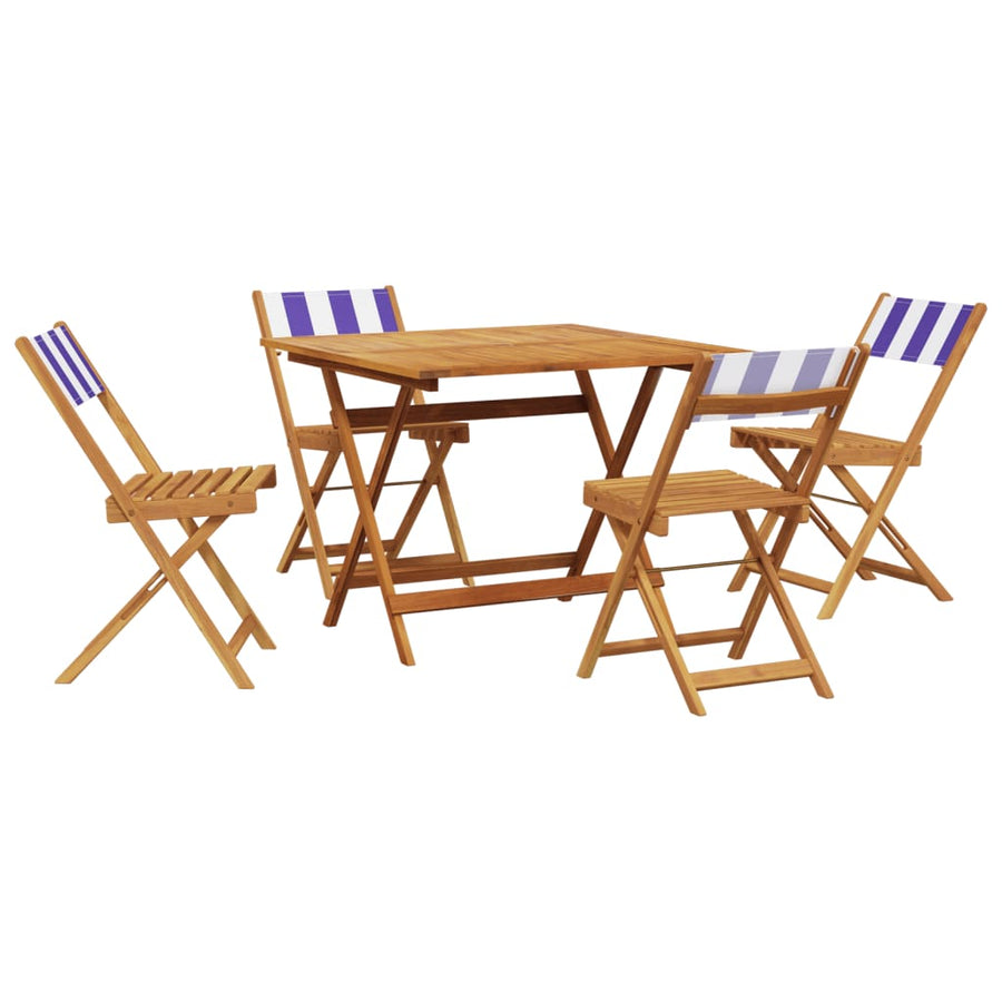 5-Delige Tuinset Massief Hout En Stof 90 x 90 x 75 cm