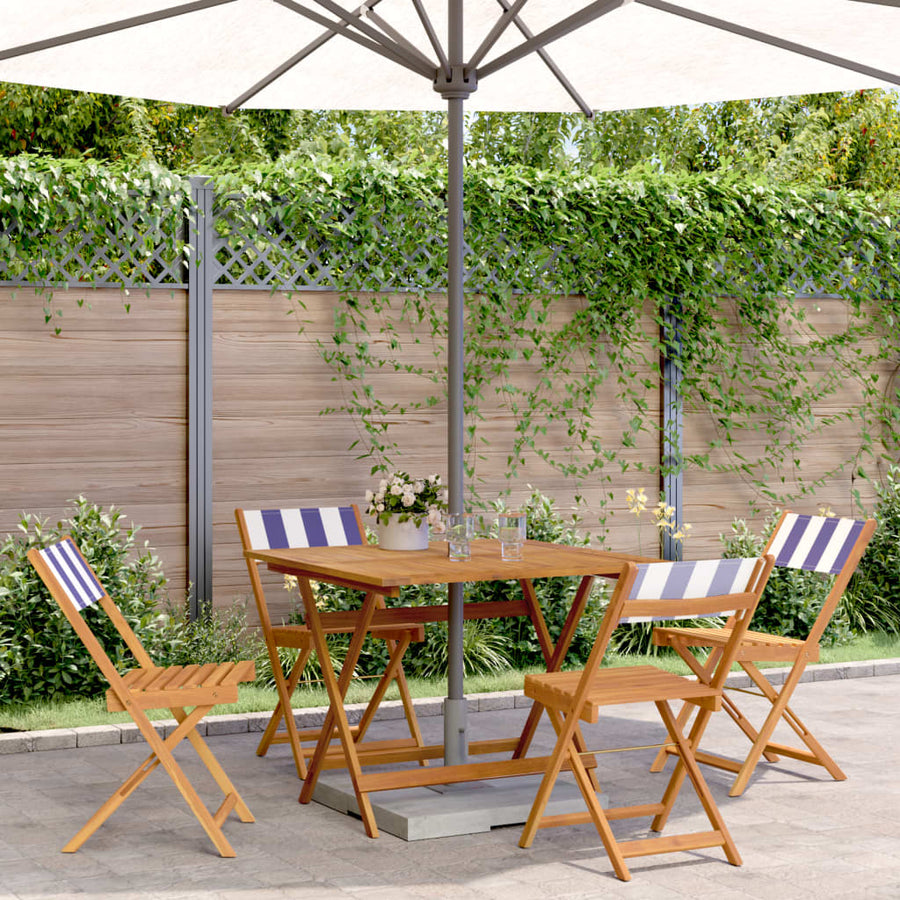 5-Delige Tuinset Massief Hout En Stof 90 x 90 x 75 cm