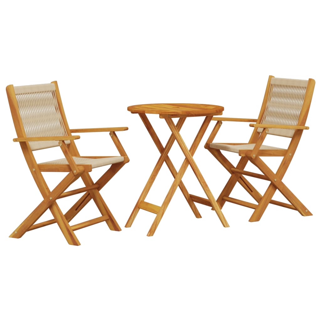 3-Delige Bistroset Polypropeen En Massief Hout 60 x 75 cm