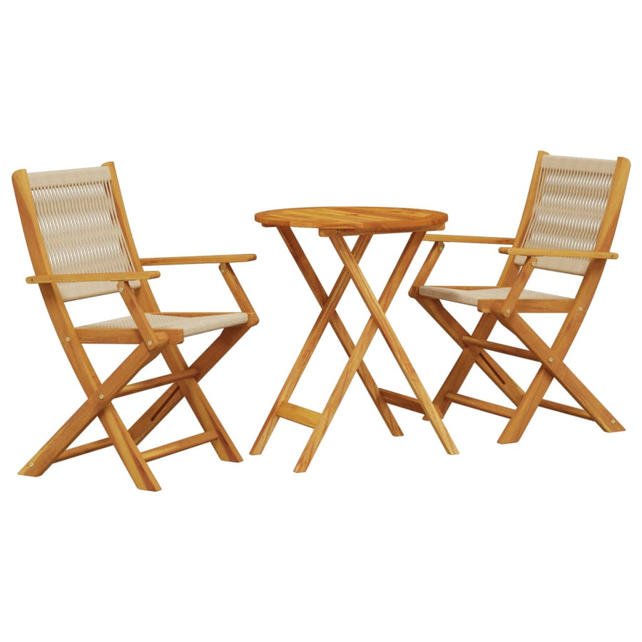 3-Delige Bistroset Polypropeen En Massief Hout 60 x 75 cm
