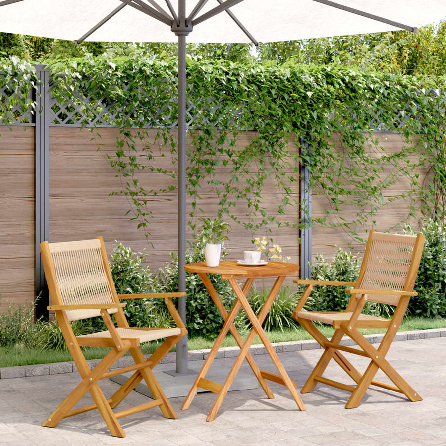 3-Delige Bistroset Polypropeen En Massief Hout 60 x 75 cm